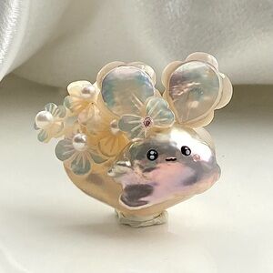 P227-Exclusive Handmade Premium Flameball Pearl Bunny Detachable Pendant